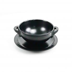 Matt Black Melamine Soup Bowl With Saucers Set